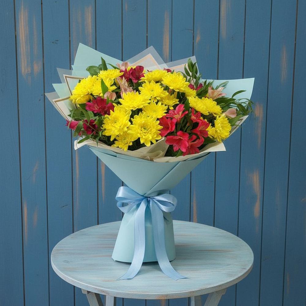Букет цветов из: Альстромерии и Хризантемы в Тугулыме