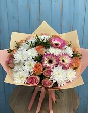 Букет цветов из:  Розы, Герберы и Хризантемы в Тугулыме