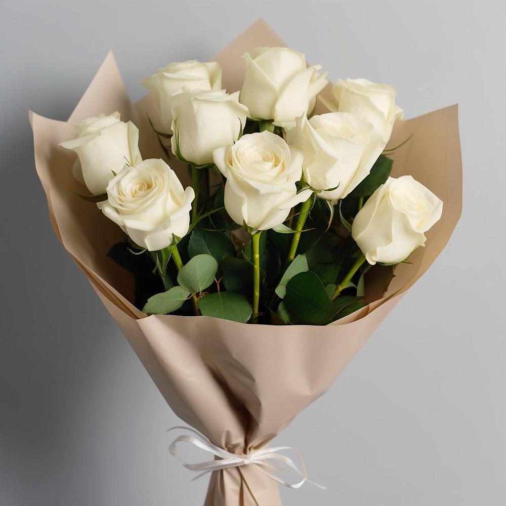 Букет 9 Белых роз Эдлесс Лав в Тугулыме