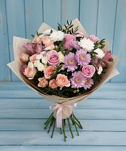 Букет цветов из:  Хризантемы, Розы и Альстромерии в Тугулыме